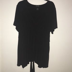 Plus Size V-Neck A-Line Flowey Blouse with Tie Back